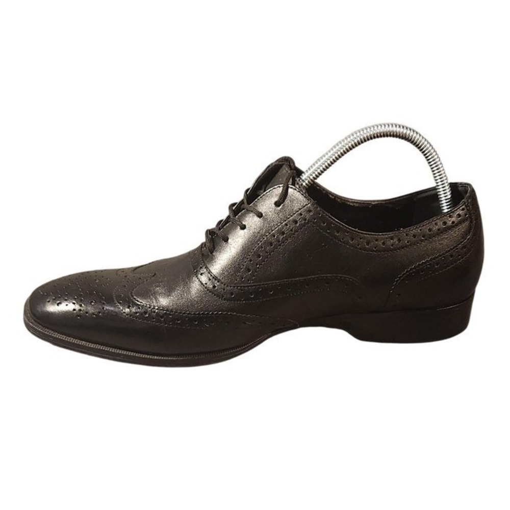 Alfani Shoes Mens‎ Size 10 Black Leather Wingtip Oxford Cap Toe Dress Murphy